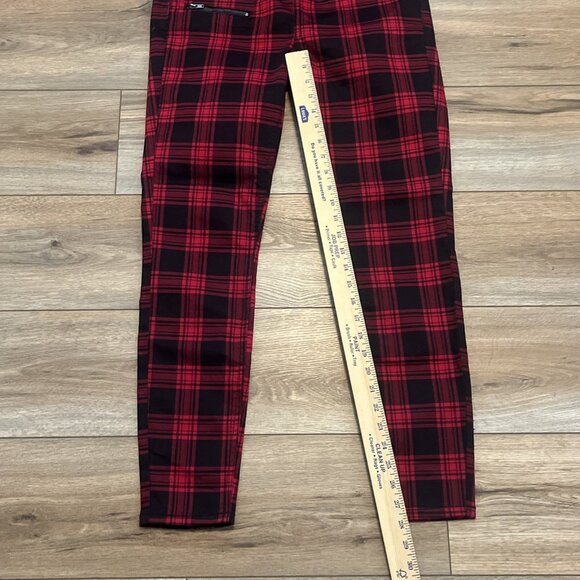 Hot Topic Denim High Rise Super Skinny Pants SZ 9 Black Red Plaid - Picture 5 of 13